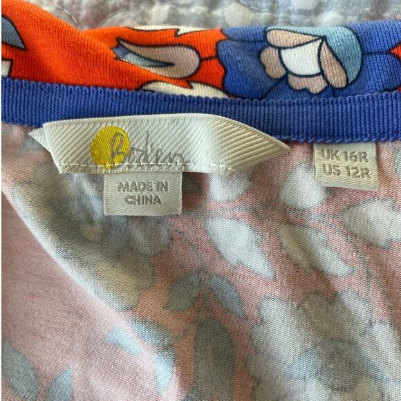 Boden Lavinia Jersey True Wrap Dress Red-Orange Papaya Wildflower Print Size 16 - Picture 8 of 13